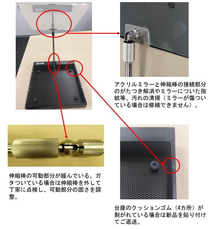 点検箇所 (Proハーフミラー)